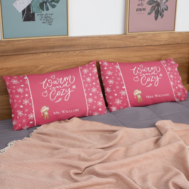 Warm and Cosy Mr. & Mrs. Matching Christmas Red Pillowcase (Creator Uploaded)