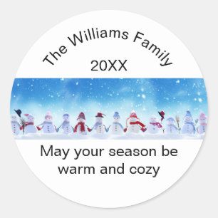 Warm and Cosy Snowmen - Circle Sticker