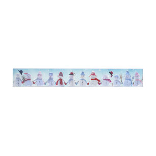 Warm and Cosy Snowmen - Long Sticker Wrap Around Label