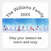Warm and Cosy Snowmen - Square Sticker