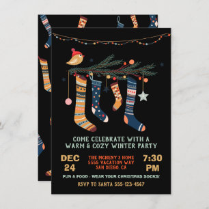 Warm and Cosy Winter Party Christmas Socks Invitation
