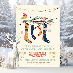 Warm and Cosy Winter Party Christmas Socks Invitation