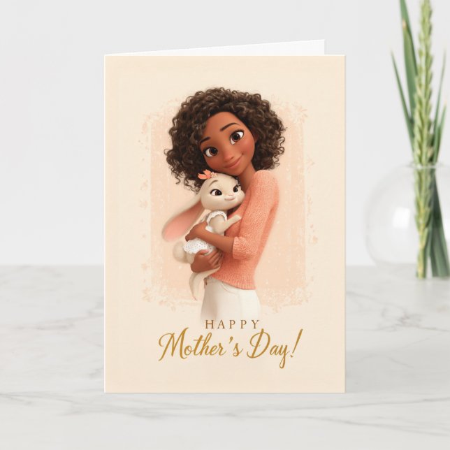 Warm and Cozy Mother’s Day Bunny Card (Front)