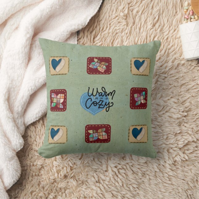 Warm and Cozy Patchwork Heart Pillow (Blanket)
