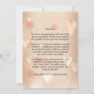 Warm and Fuzzy Mother's Day Letter  Holiday Card
