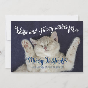 Warm and Fuzzy Sleeping Meowy Christmas Cat Holiday Card