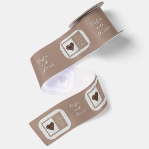 Warm Artisan Coffee Shop Business Branding Satin Ribbon