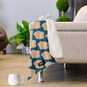 Warm as Toast - 2 Buttered Slices - your initials Sherpa Blanket