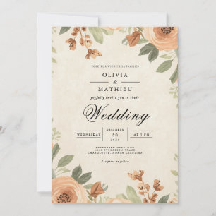 Warm Autumn Blossom Arch Wedding Invitation