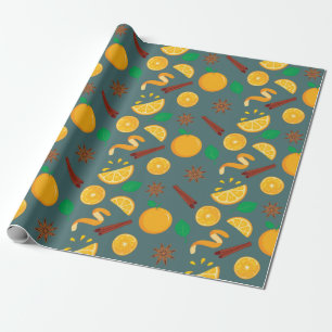 Warm Autumn Citrus and Anise Seamless Thanksgiving Wrapping Paper