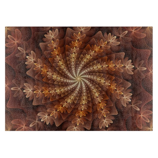 Warm Autumn Colours, Modern Abstract Fractal Art Cutting Board (Front)