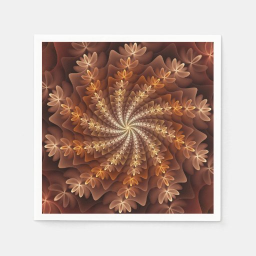 Image of Warm Autumn Colours, Modern Abstract Fractal Art Disposable Napkin