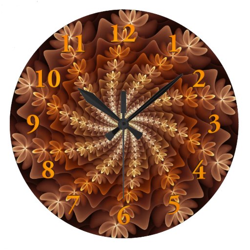 Image of Warm Autumn Colours, Modern Abstract Fractal Art Large Clock