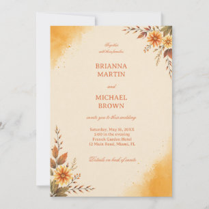 Warm Autumn Floral Elegant Invitation