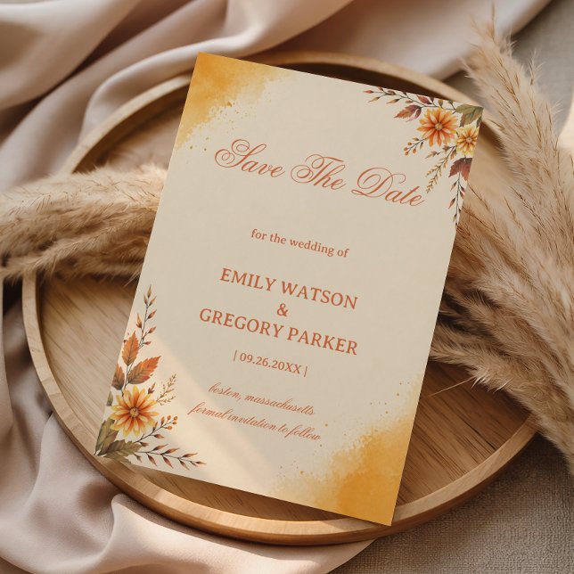 Warm Autumn Floral Elegant Save The Date (Creator Uploaded)