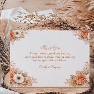 Warm Autumn Floral Gratitude Thank You Card