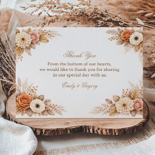 Warm Autumn Floral Gratitude Thank You Card