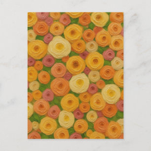 Warm Autumn Floral Seamless Pattern Oil Painting A Postcard