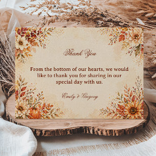 Warm Autumn Floral Thank You Card