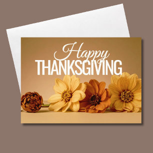 Warm Autumn Florals Happy Thanksgiving Holiday Card