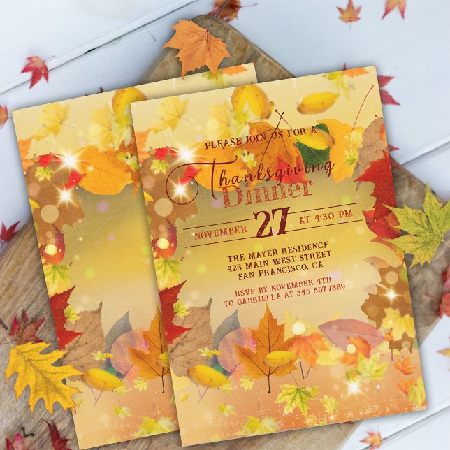 Warm Autumn Foliage Thanksgiving Dinner Invitation (Creator Uploaded)