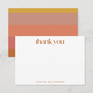 Warm Autumn Geometric Stripes Custom Bridal Shower Thank You Card