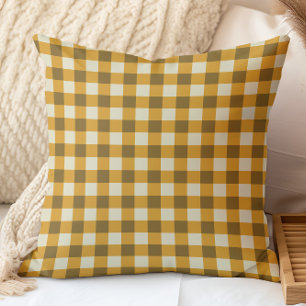 Warm Autumn Gingham Pattern in Rich Earth Tones Cushion