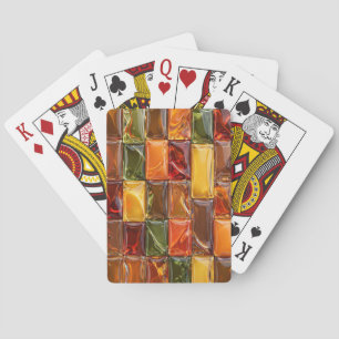 Warm Autumn Glass Tile Mosaic - Glossy Amber Playing Cards