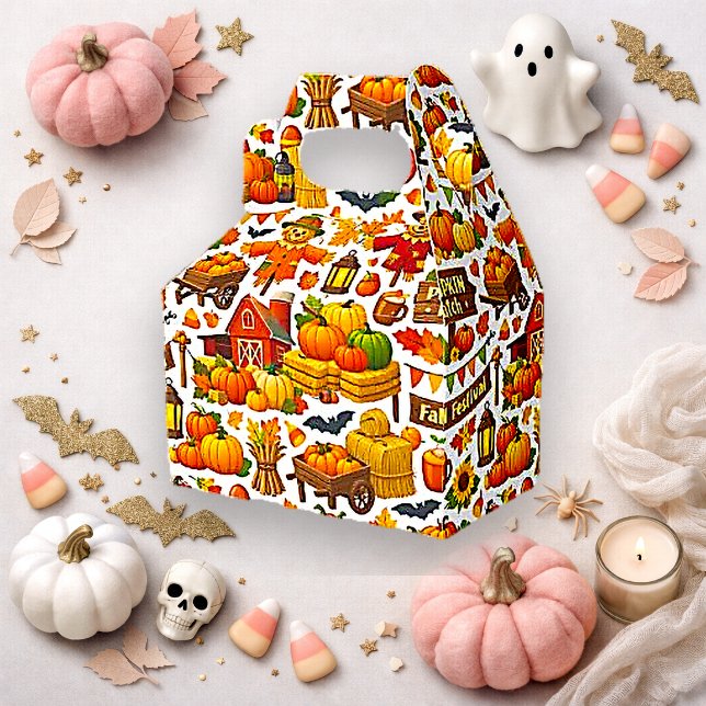 Warm Autumn Harvest Farm Festival Pattern Favour Box (Creator Uploaded)