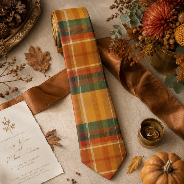 Warm Autumn Harvest Tartan Plaid Pattern Tie (Creator Uploaded)