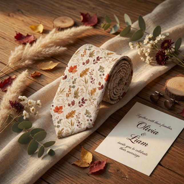 Warm Autumn Harvest Watercolor Leaf Tie (Creator Uploaded)
