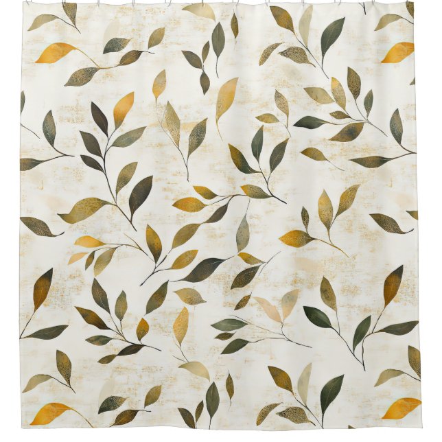 Warm Autumn Leaves and Twigs Rustic Nature Shower Curtain (Front)