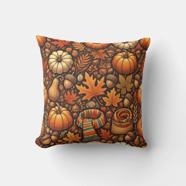 Warm Autumn Leaves Cushion (Front)