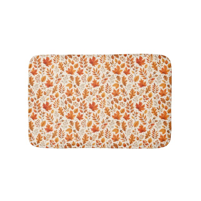 Warm Autumn Leaves Seamless Pattern Bath Mat (Front)