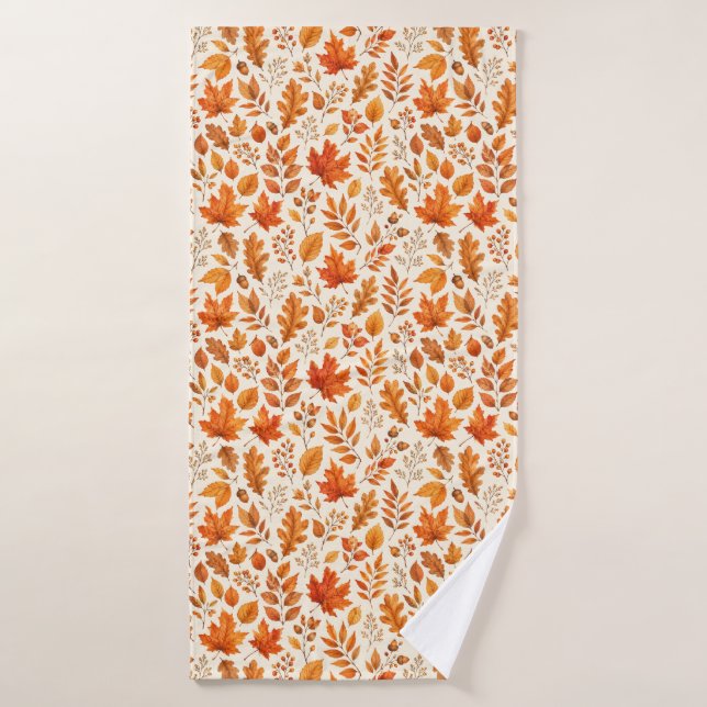 Warm Autumn Leaves Seamless Pattern Bath Towel (Bath Towel)