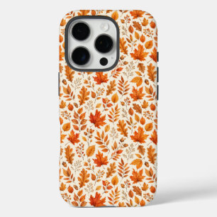 Warm Autumn Leaves Seamless Pattern iPhone 16 Pro Case