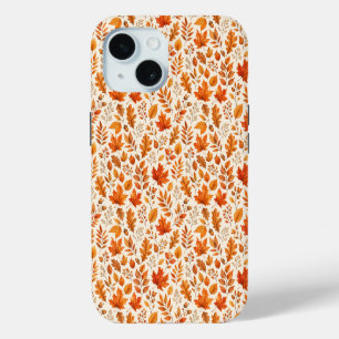 Warm Autumn Leaves Seamless Pattern iPhone 15 Case