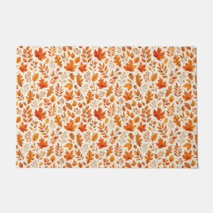 Warm Autumn Leaves Seamless Pattern Doormat