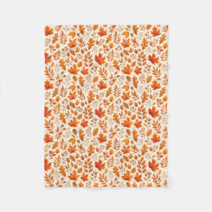 Warm Autumn Leaves Seamless Pattern Fleece Blanket