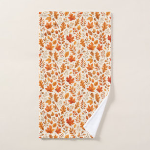Warm Autumn Leaves Seamless Pattern Hand Towel