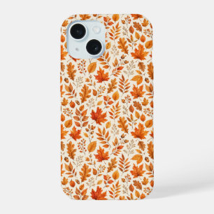 Warm Autumn Leaves Seamless Pattern iPhone 15 Case