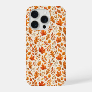 Warm Autumn Leaves Seamless Pattern iPhone 15 Pro Case