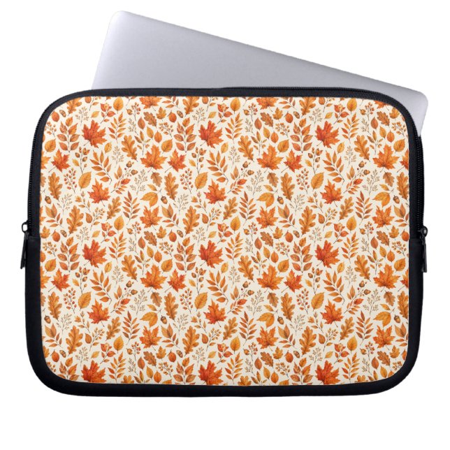 Warm Autumn Leaves Seamless Pattern Laptop Sleeve (Front)