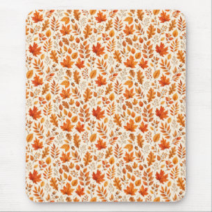 Warm Autumn Leaves Seamless Pattern Mouse Mat