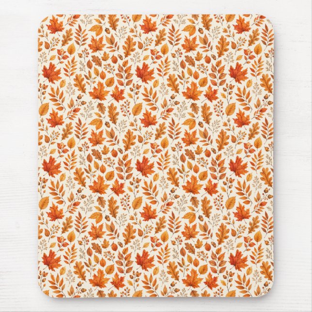 Warm Autumn Leaves Seamless Pattern Mouse Mat (Front)