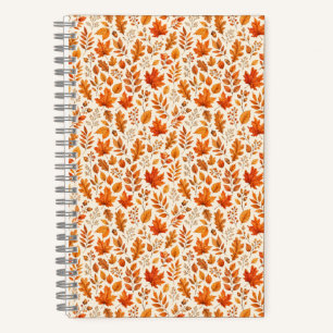 Warm Autumn Leaves Seamless Pattern Notebook