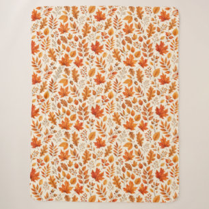 Warm Autumn Leaves Seamless Pattern Sherpa Blanket