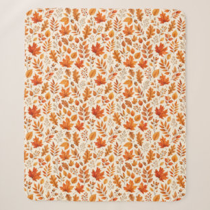 Warm Autumn Leaves Seamless Pattern Sherpa Blanket