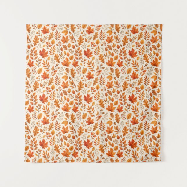 Warm Autumn Leaves Seamless Pattern Tapestry (Front)