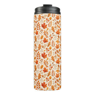 Warm Autumn Leaves Seamless Pattern Thermal Tumbler